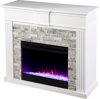 Brandycrest I White 42 in. Console With Electric Fireplace