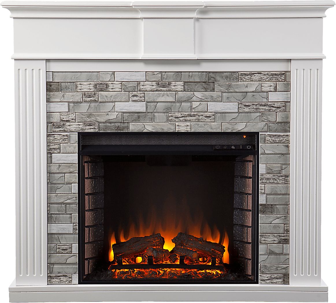 Brandycrest II White 42 in. Console With Electric Log Fireplace - Thumbnail 3