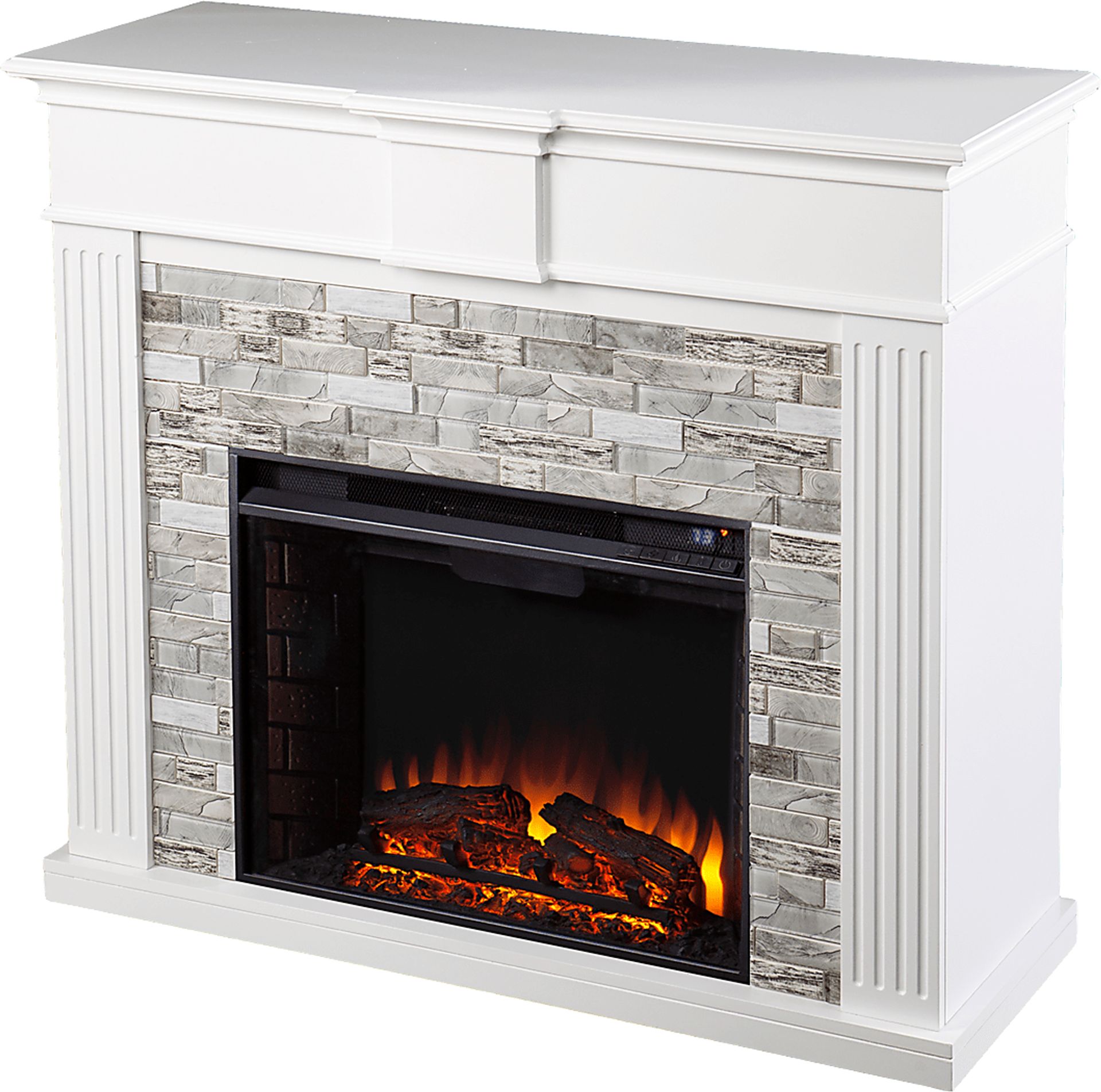 Brandycrest II White 42 in. Console With Electric Log Fireplace - Image 1