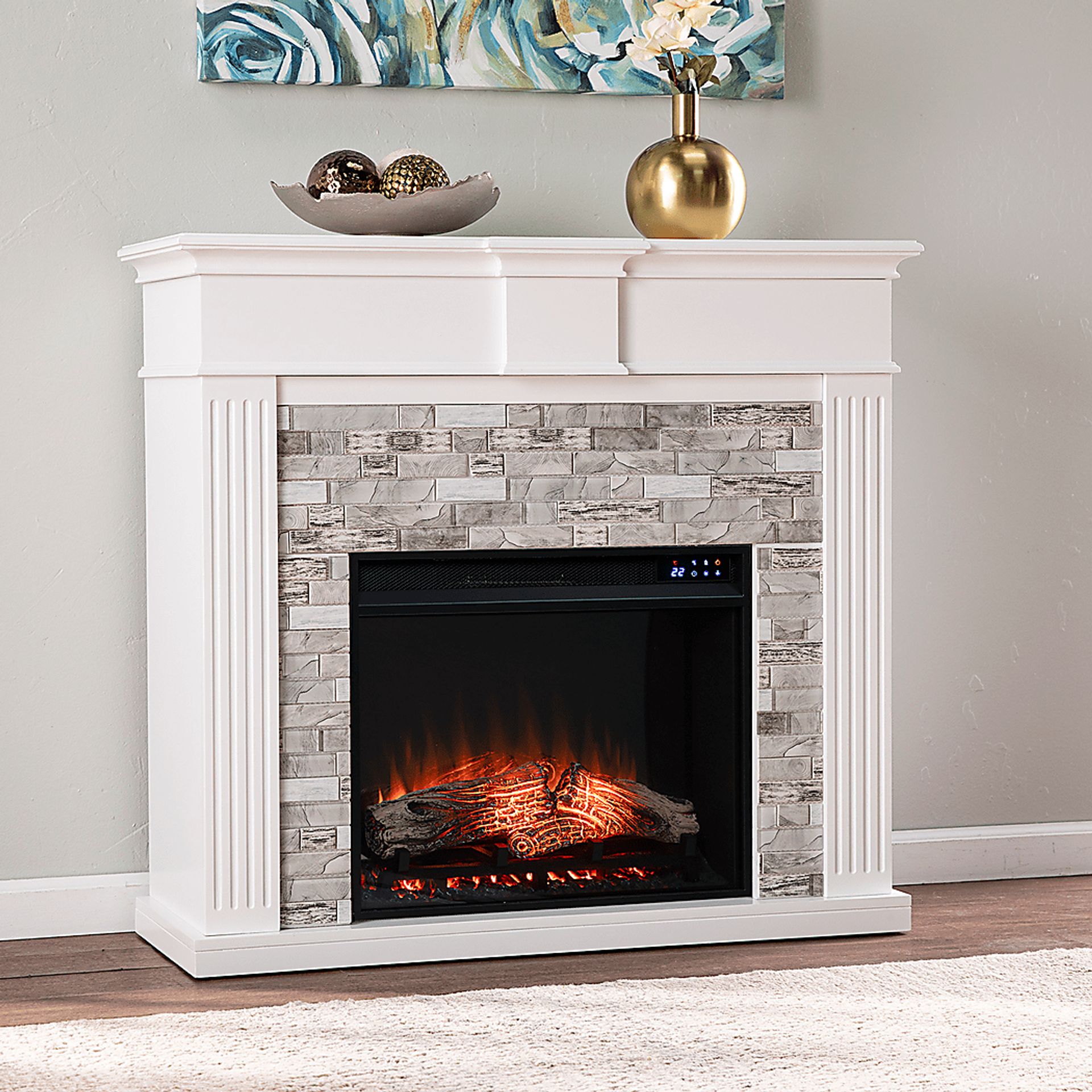 Brandycrest IV White 42 in. Console With Touch Panel Electric Fireplace - Image 7