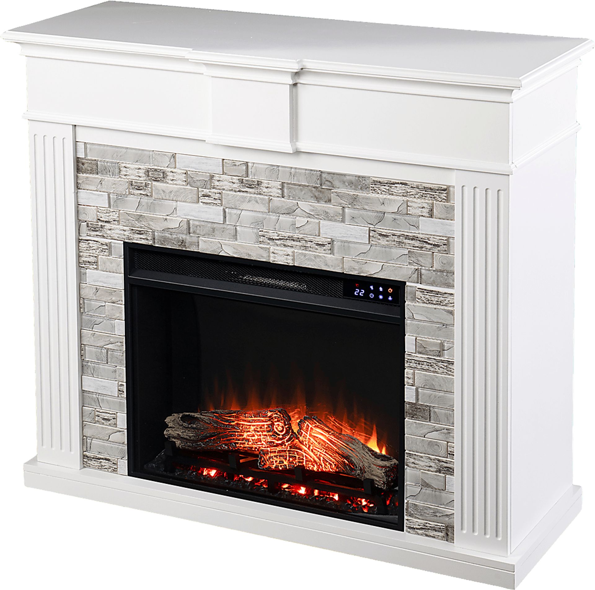 Brandycrest IV White 42 in. Console With Touch Panel Electric Fireplace - Image 1