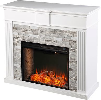 Brandycrest IV White 42 in. Console With Smart Electric Fireplace