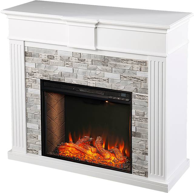Brandycrest III White 42 in. Console With Smart Electric Fireplace - Thumbnail - Image 1
