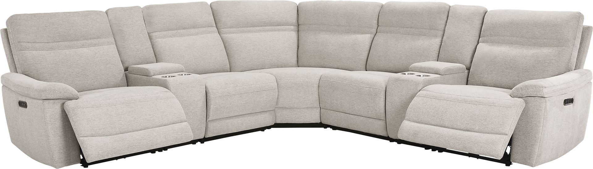 Brantley Light Gray 7 Pc Dual Power Reclining Sectional - Image 3