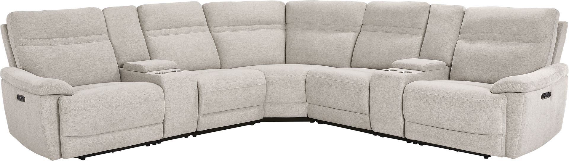Brantley Light Gray 7 Pc Dual Power Reclining Sectional - Image 1