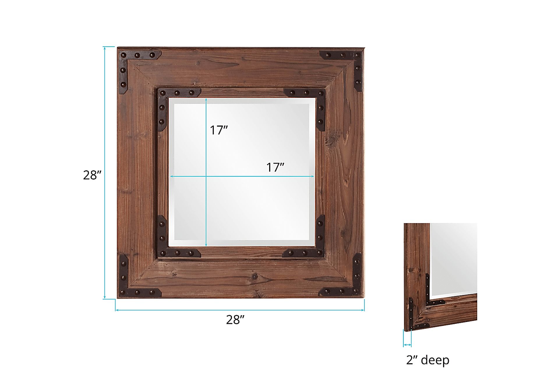 Branud Brown Square Mirror - Image 2