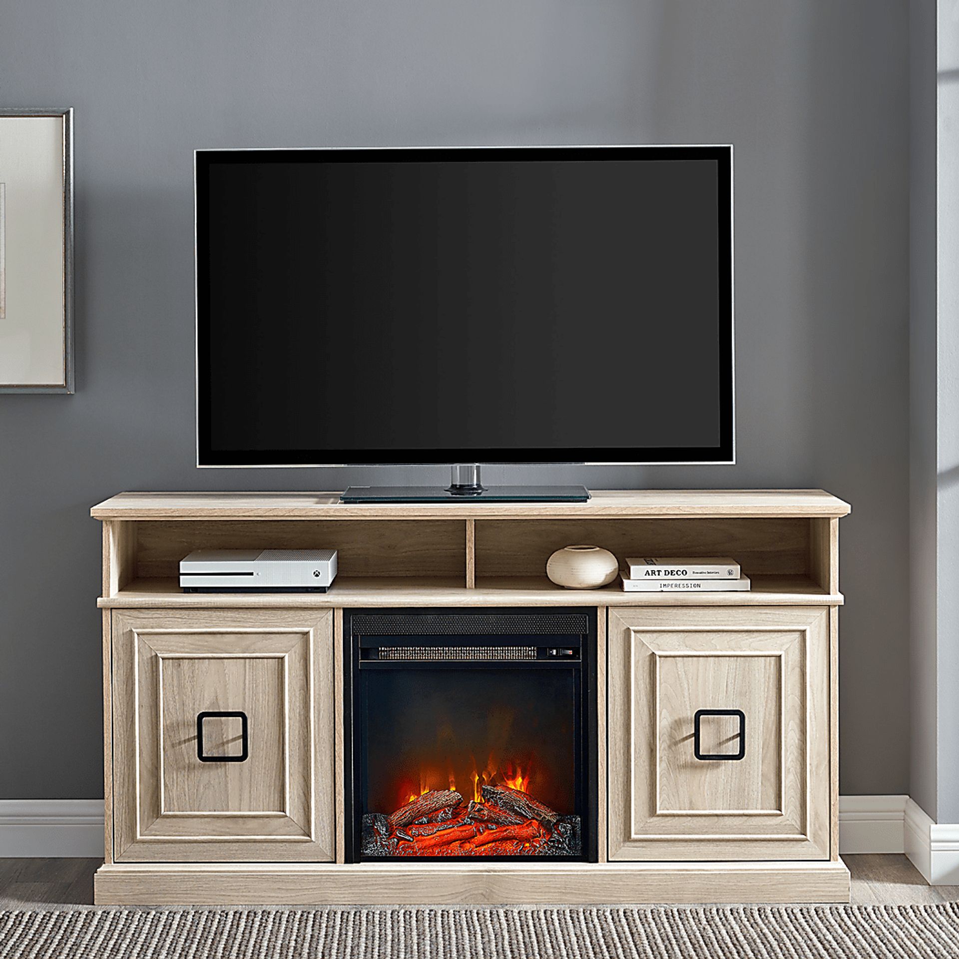 Brassiewood Birch 58 in. Console With Electric Fireplace - Image 5