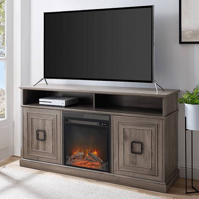 Brassiewood Gray 58 in. Console With Electric Fireplace - Thumbnail - Image 4