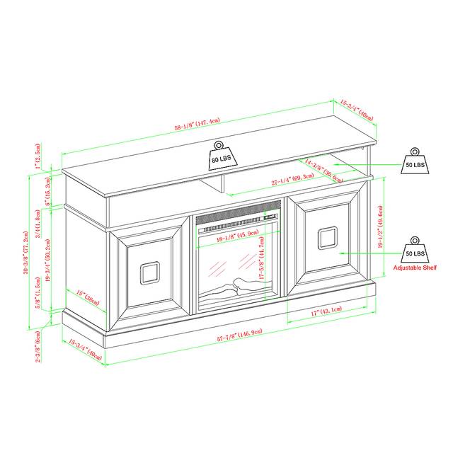 Brassiewood Gray 58 in. Console With Electric Fireplace - Thumbnail - Image 8