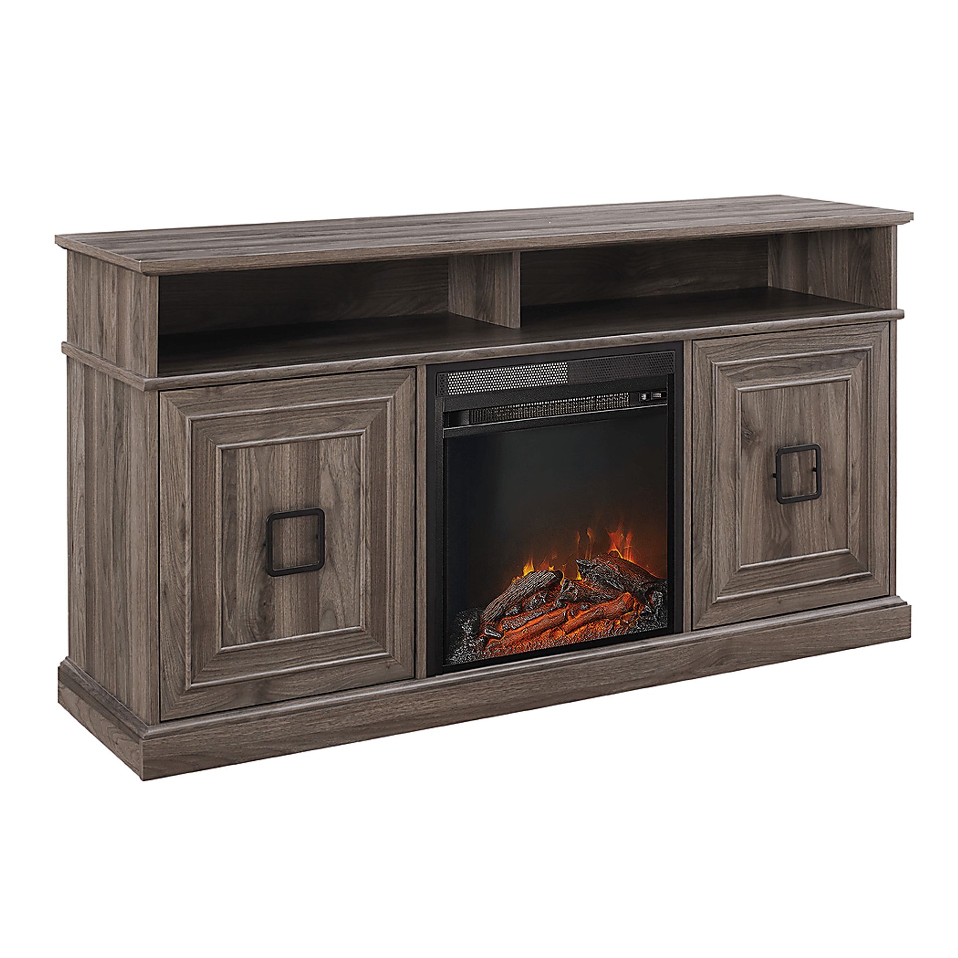 Brassiewood Gray 58 in. Console With Electric Fireplace - Image 1