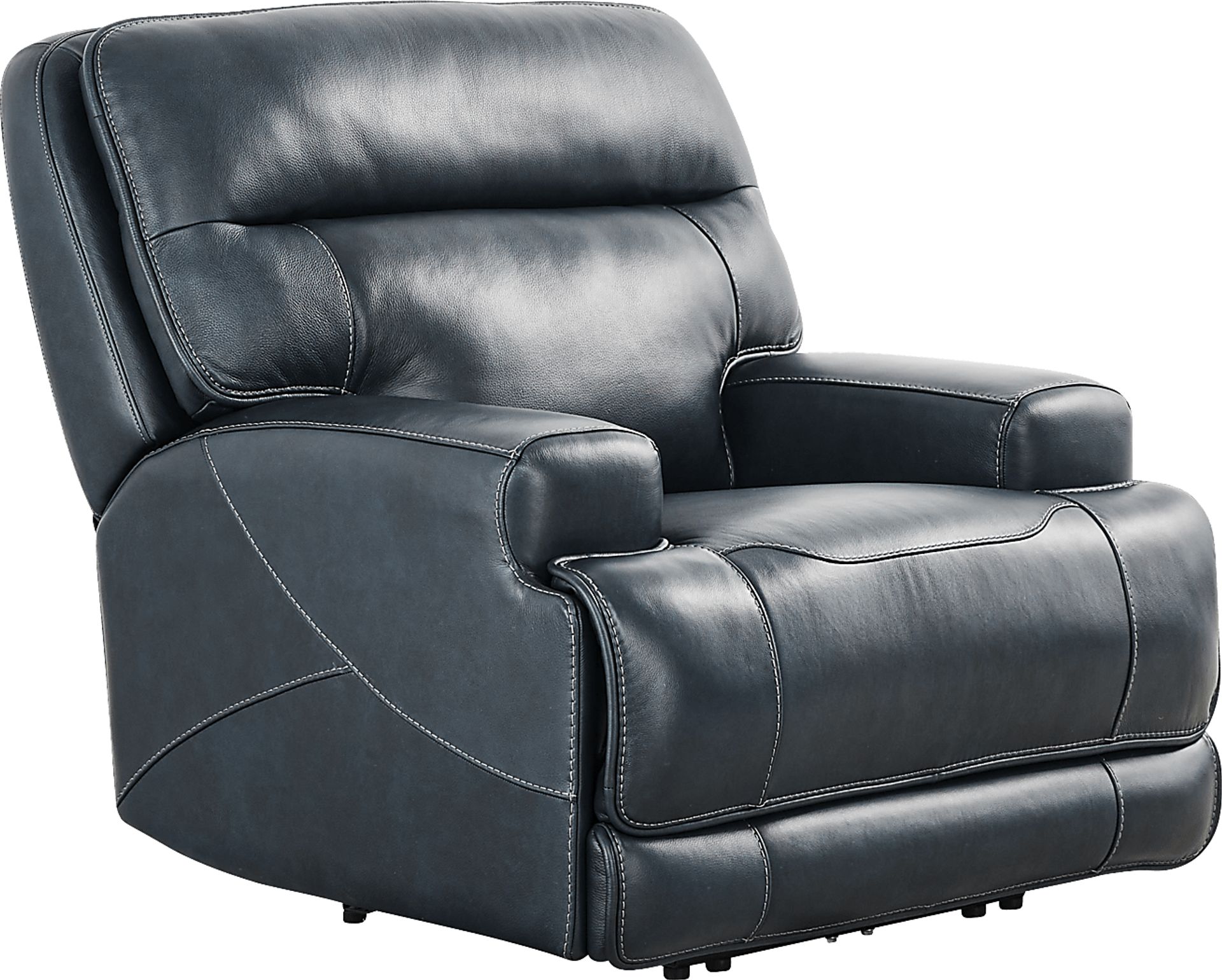 Brayden Blue Leather Dual Power Recliner - Image 3
