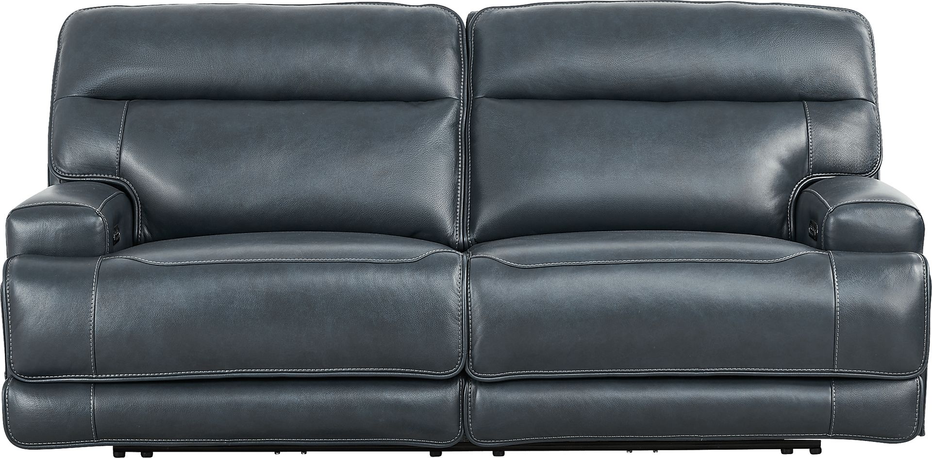Brayden Blue Leather Dual Power Reclining Sofa - Image 2