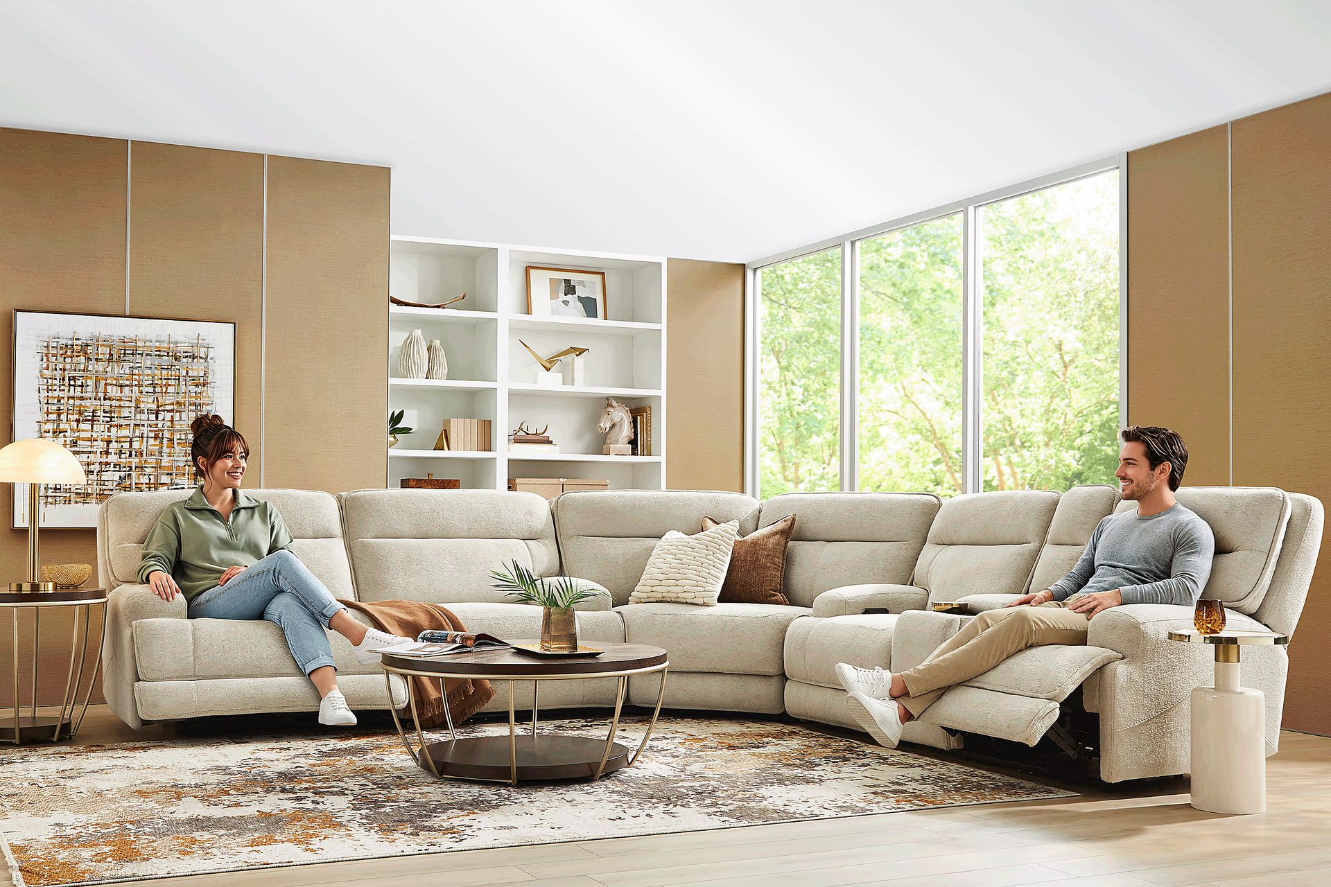 Brayden Light Gray 3 Pc Dual Power Reclining Sectional - Image 3