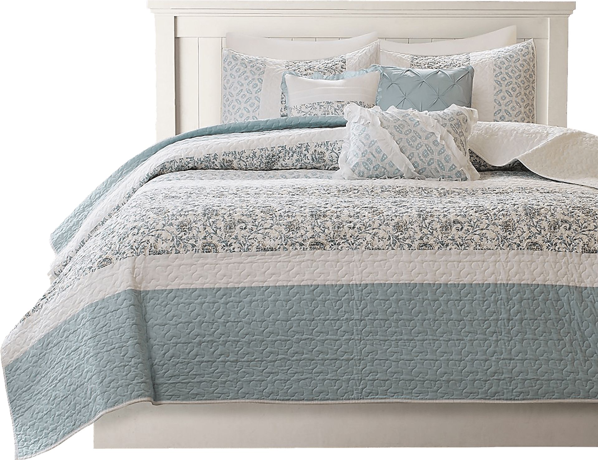 Brayln Blue 6 pc King/Cal King Quilt Set - Image 1