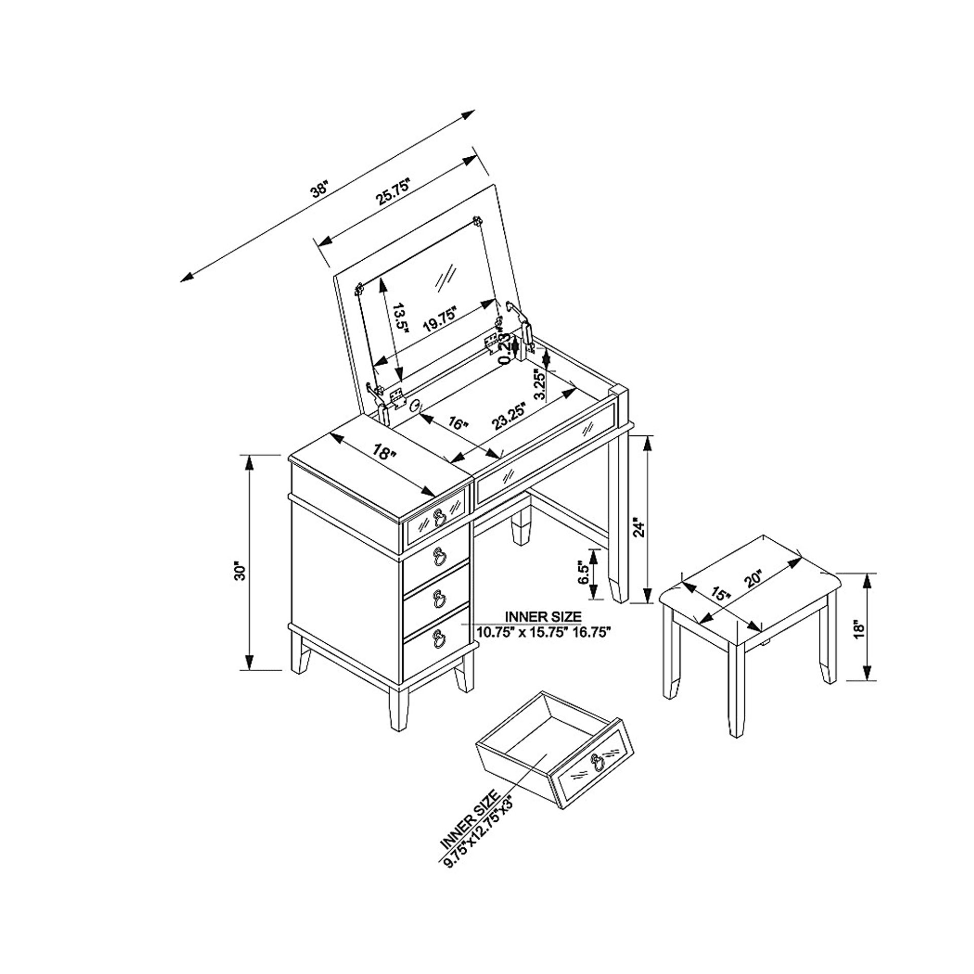 Bream White Vanity Set - Image 16