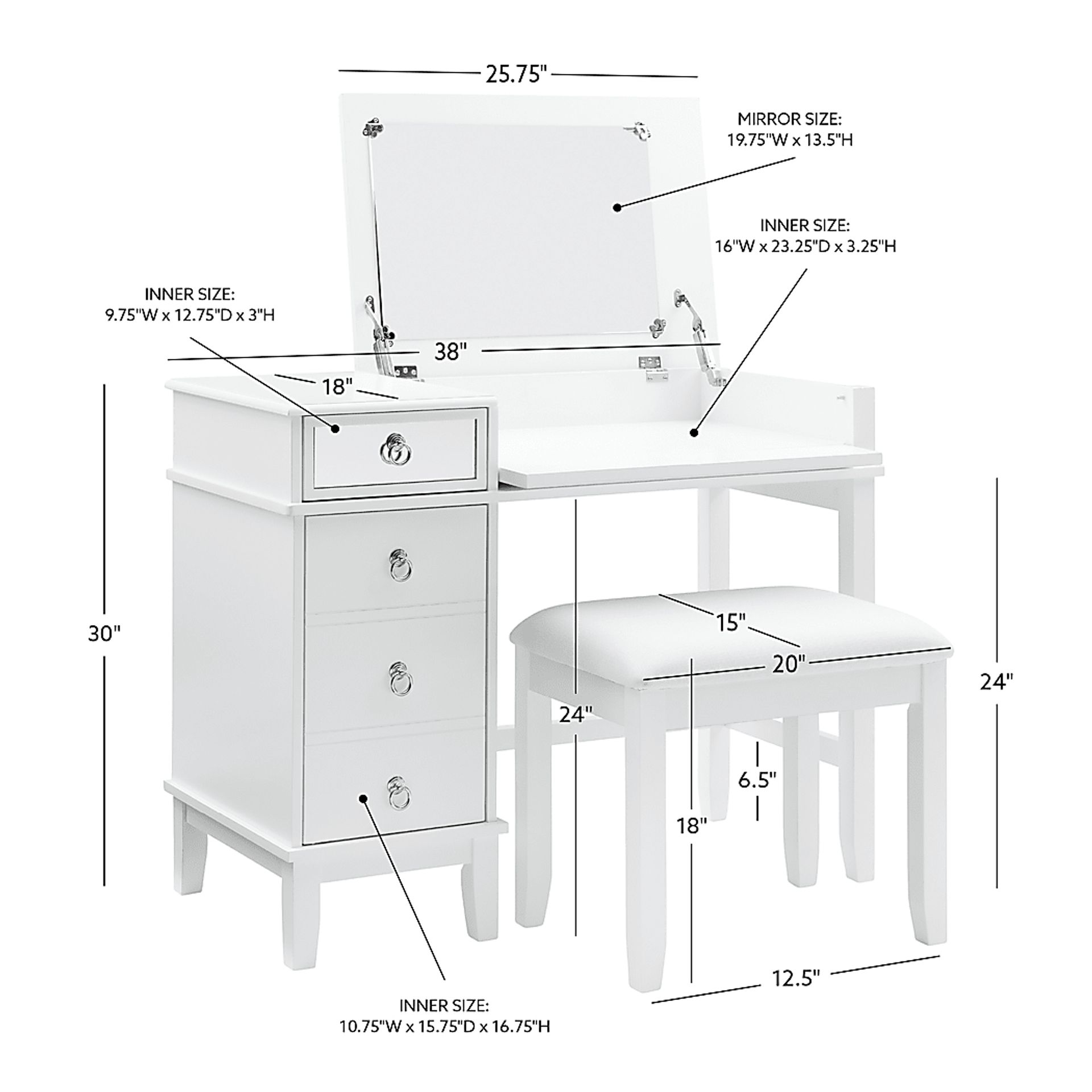 Bream White Vanity Set - Image 19