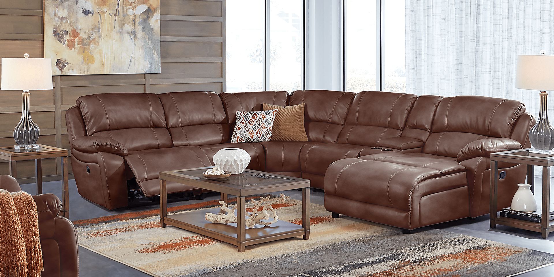 Cindy Crawford Home Breckenridge Hills Mahogany 6 Pc Reclining Sectional - Image 2