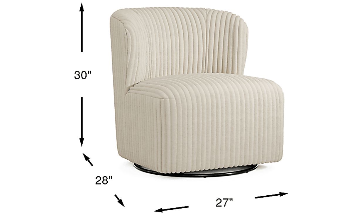 Breigh Ivory Beige Knitted Swivel Chair | Rooms to Go
