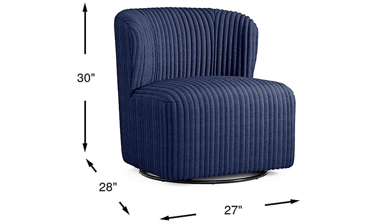 Breigh Midnight Blue Knitted Swivel Chair | Rooms to Go