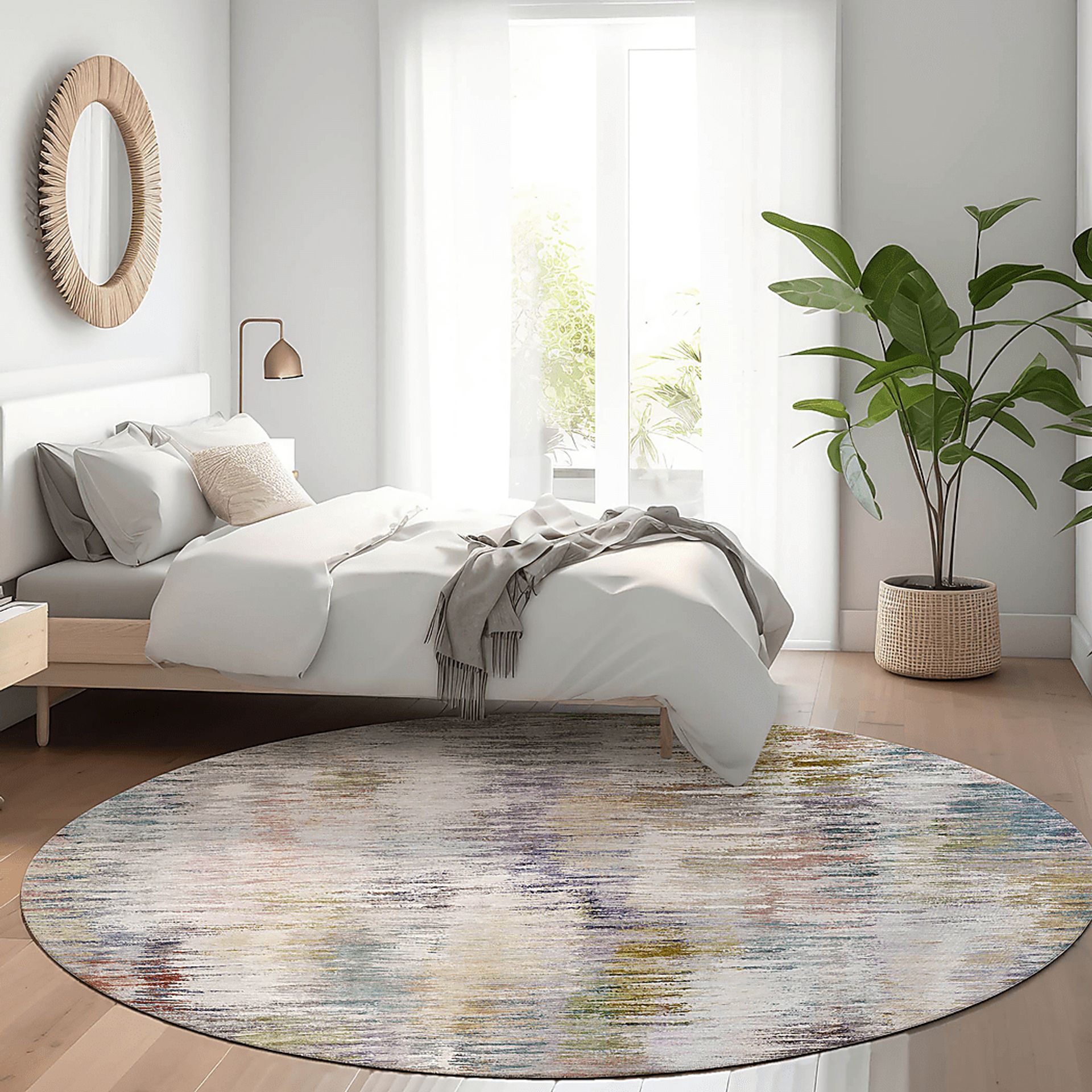 Breka Multi 8' Round Machine Washable Rug - Image 2