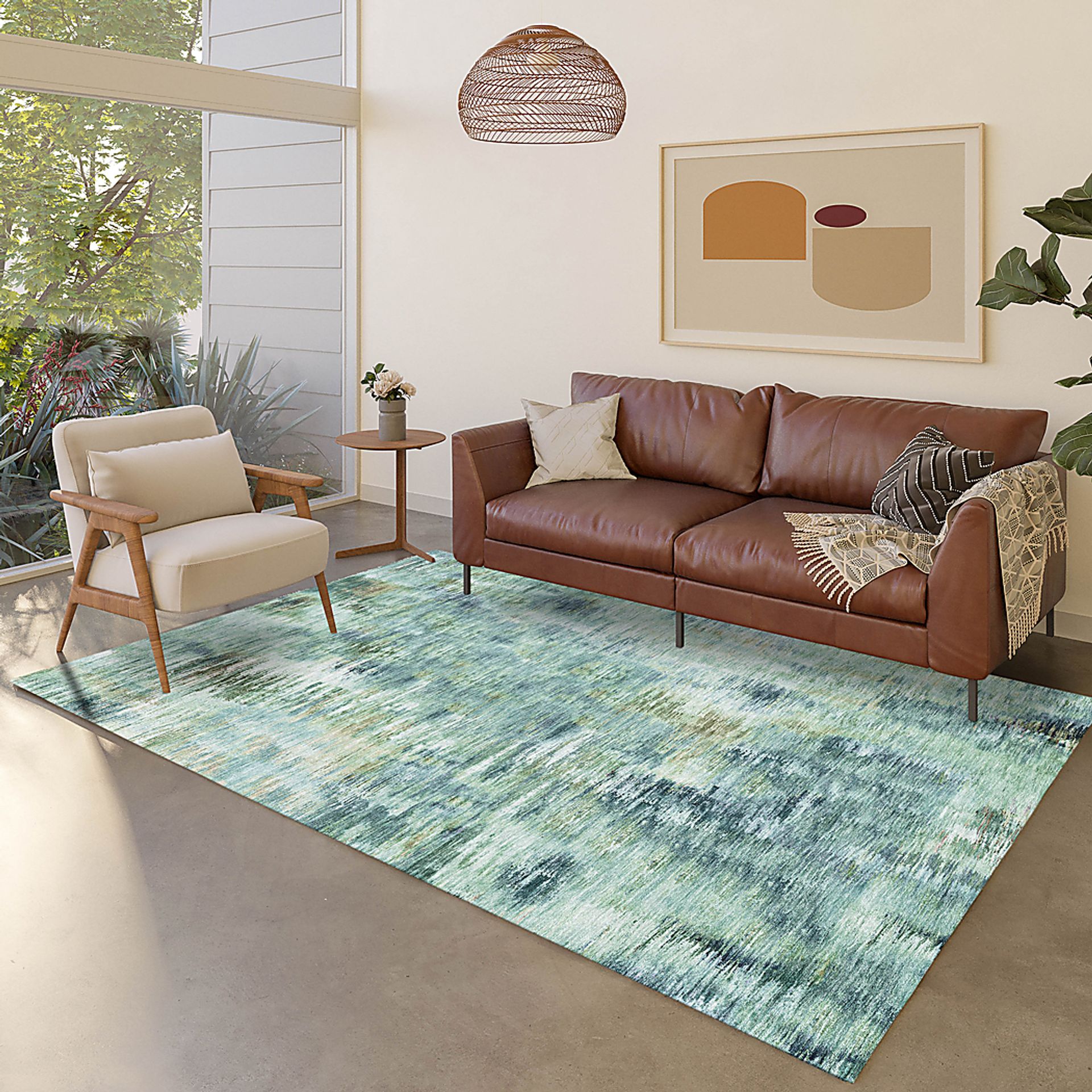 Breka Teal 8' x 10' Machine Washable Rug - Image 2