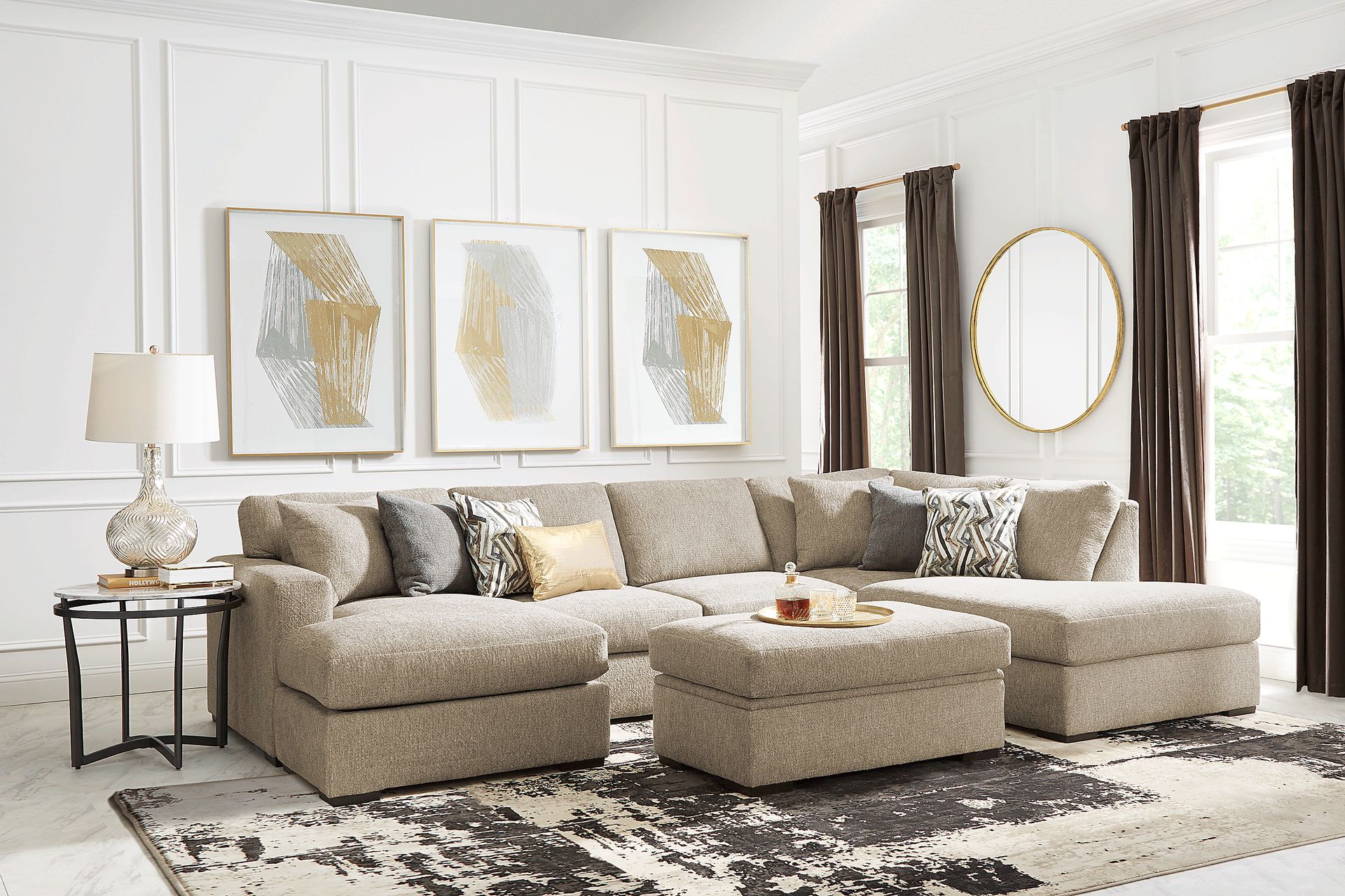Bremen Beige 3 Pc Sectional Living Room - Image 1