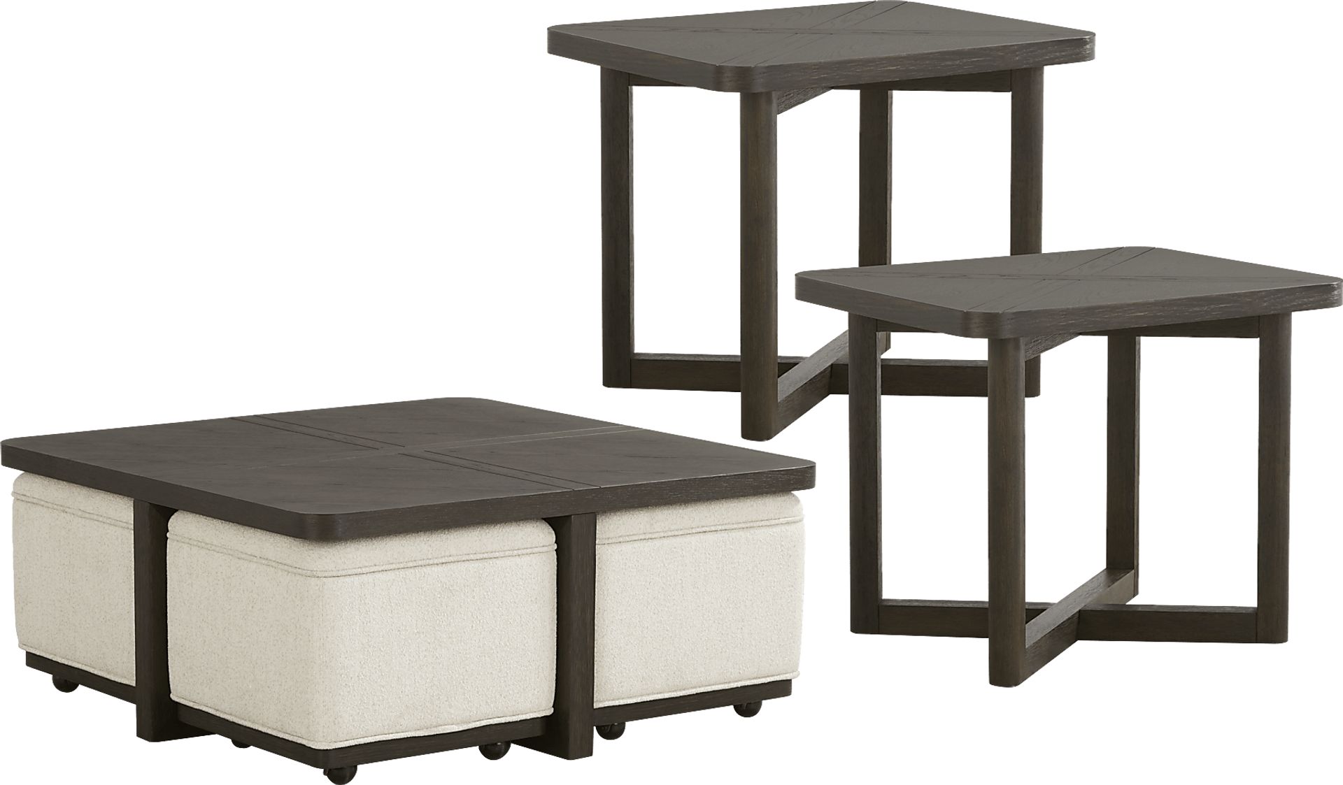 Bremen Charcoal 3 Pc Table Set with Four Ottomans - Image 1