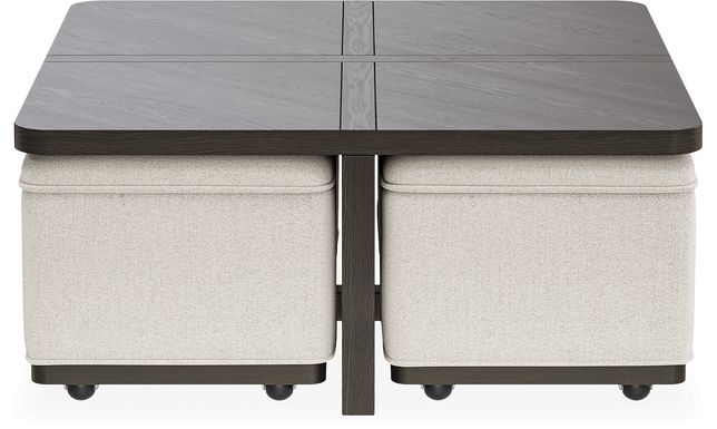 Bremen Charcoal Cocktail Table with Four Ottomans