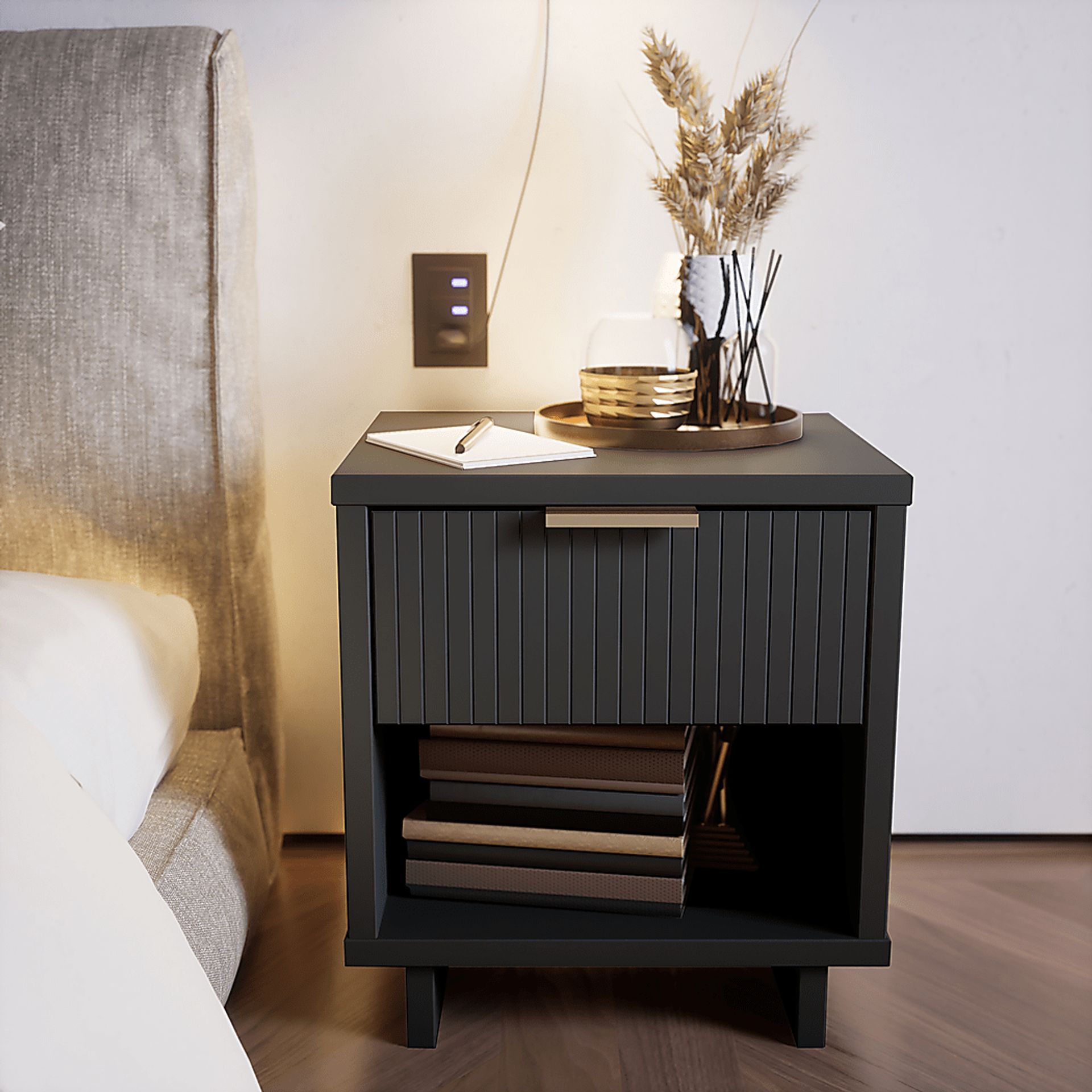 Bremmer V Dark Gray Nightstand - Image 2