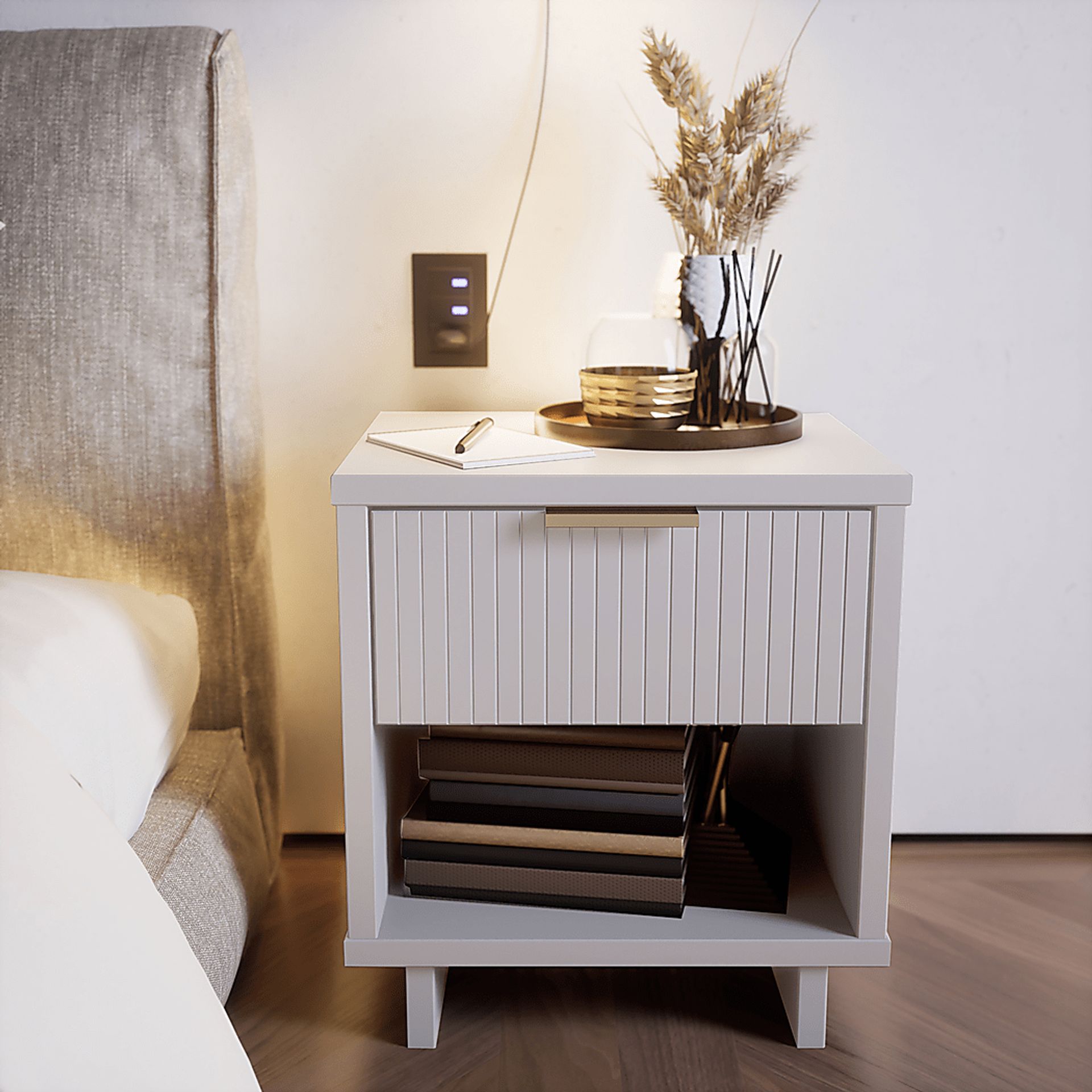 Bremmer V White Nightstand - Image 2