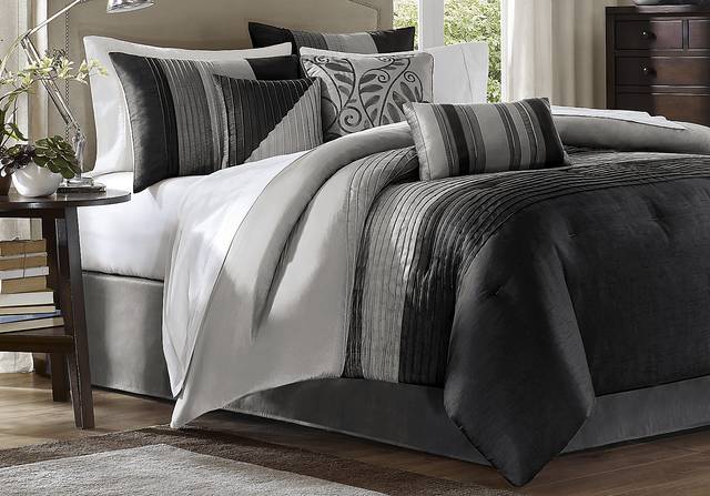 Brenna Black/Gray 7 Pc Queen Comforter Set - Thumbnail - Image 1