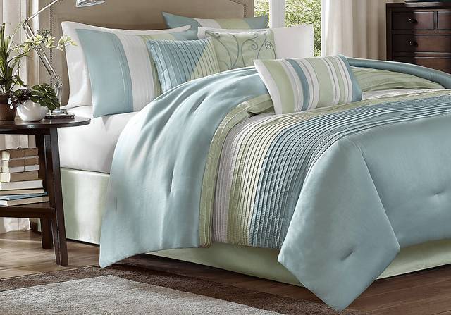 Brenna Blue/Green 7 Pc Queen Comforter Set - Thumbnail - Image 1