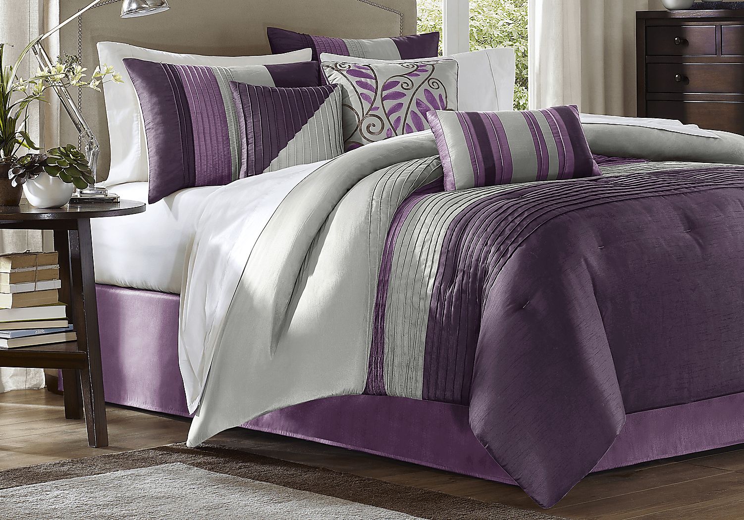 Brenna Purple 7 Pc King Comforter Set - Rooms To Go