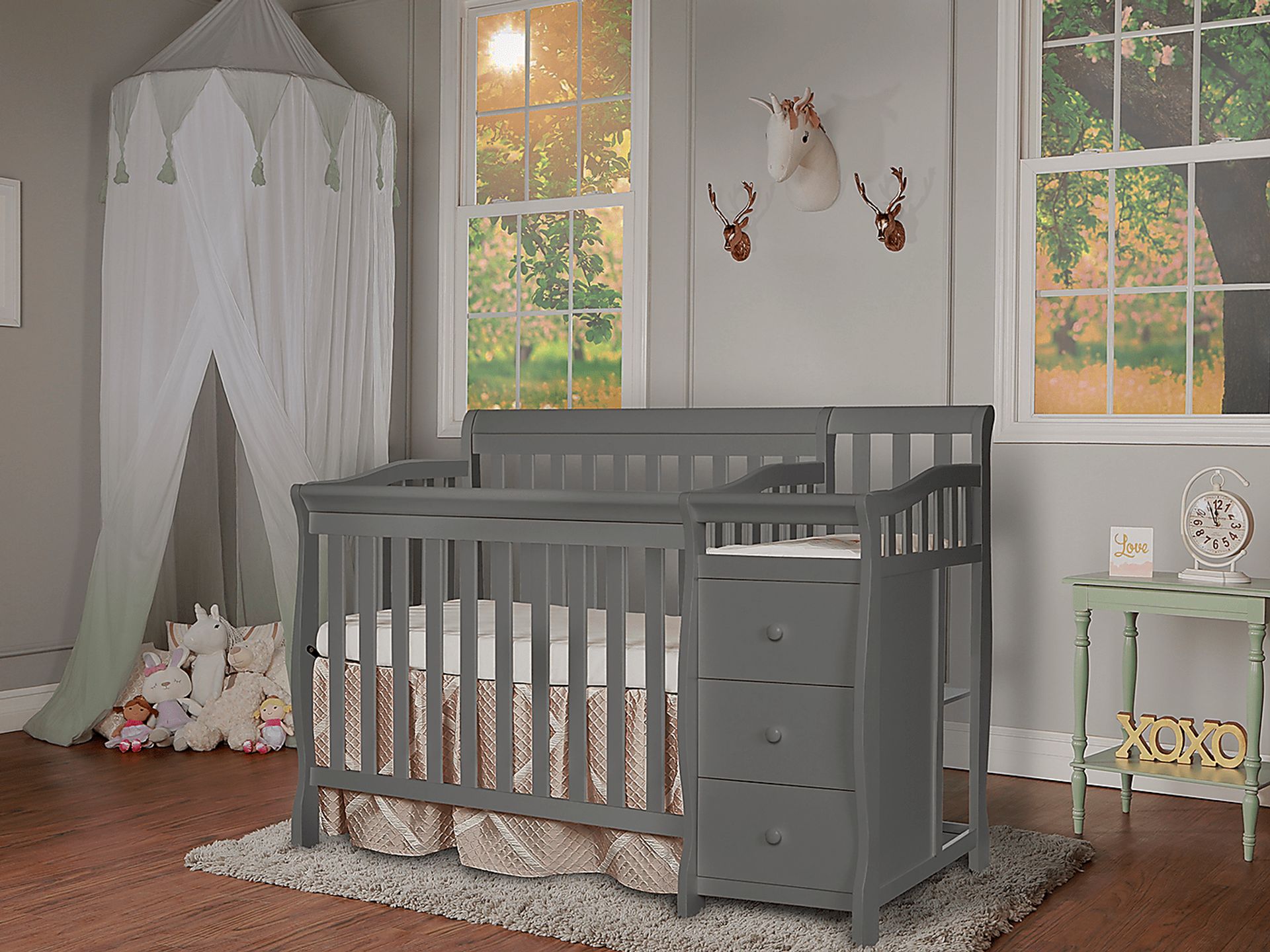 Brentley Gray Mini Convertible Crib and Changer - Image 3