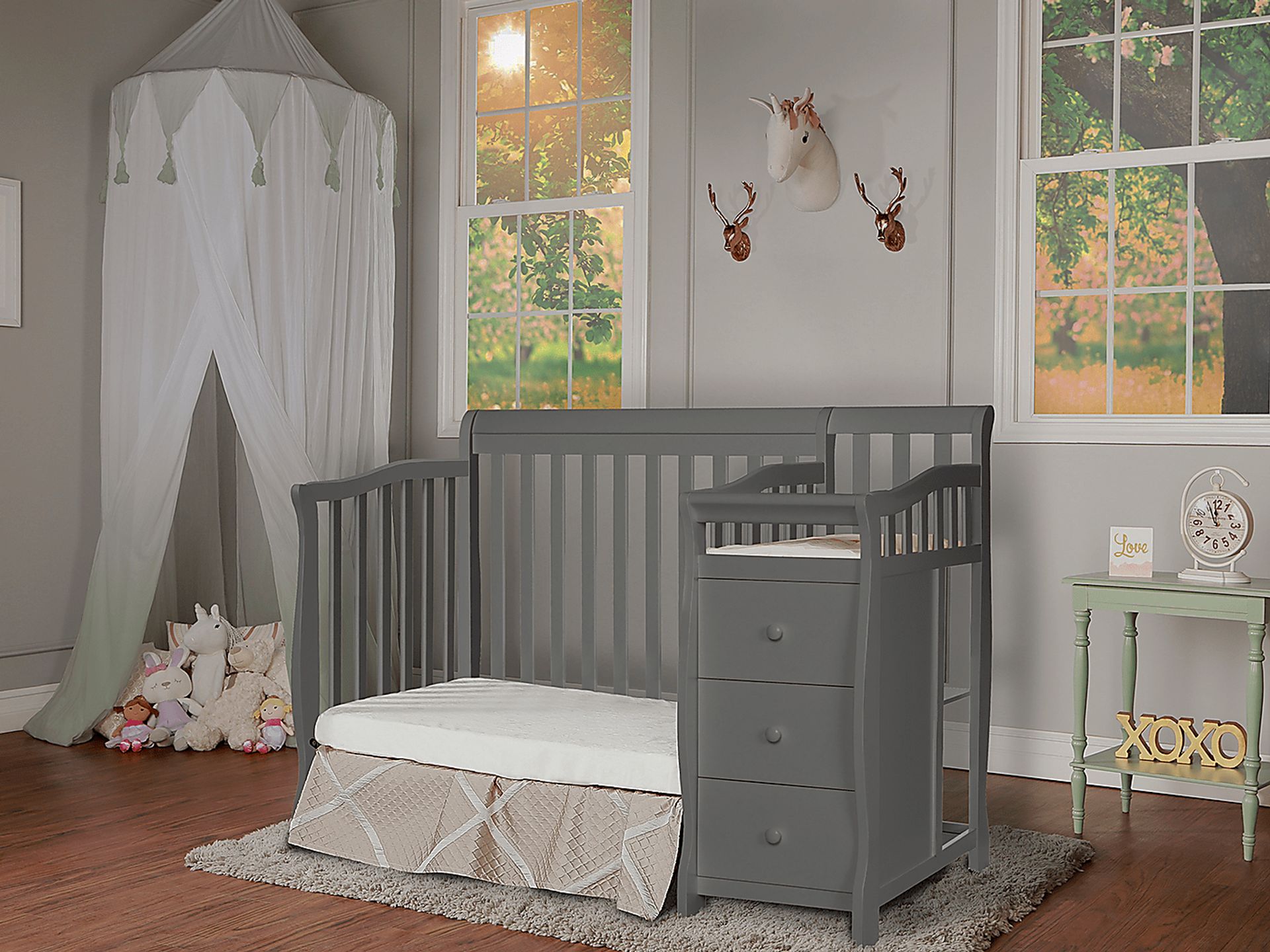 Brentley Gray Mini Convertible Crib and Changer - Image 4