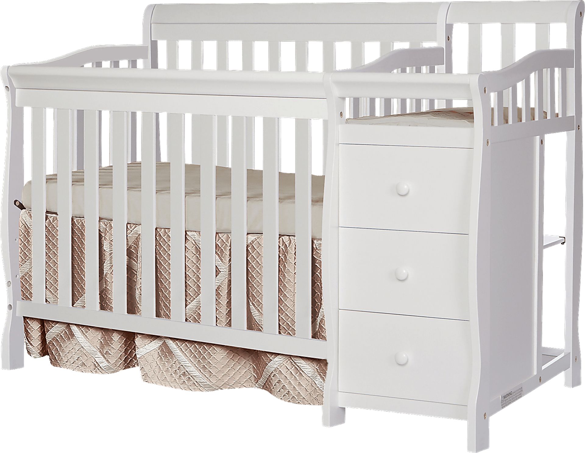 Brentley White Mini Convertible Crib and Changer - Image 1
