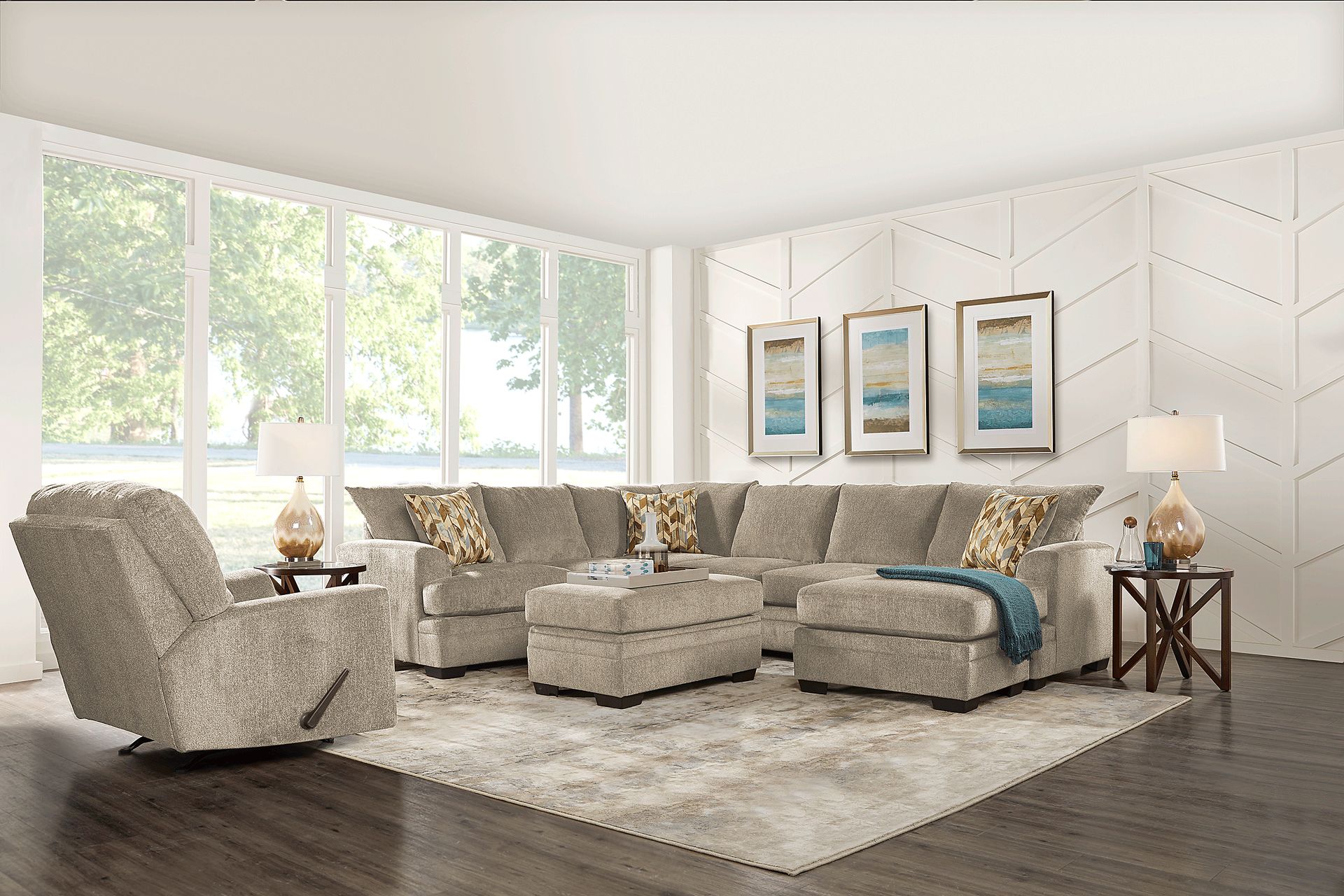 Brenton Court Platinum 3 Pc Sectional Living Room - Image 1