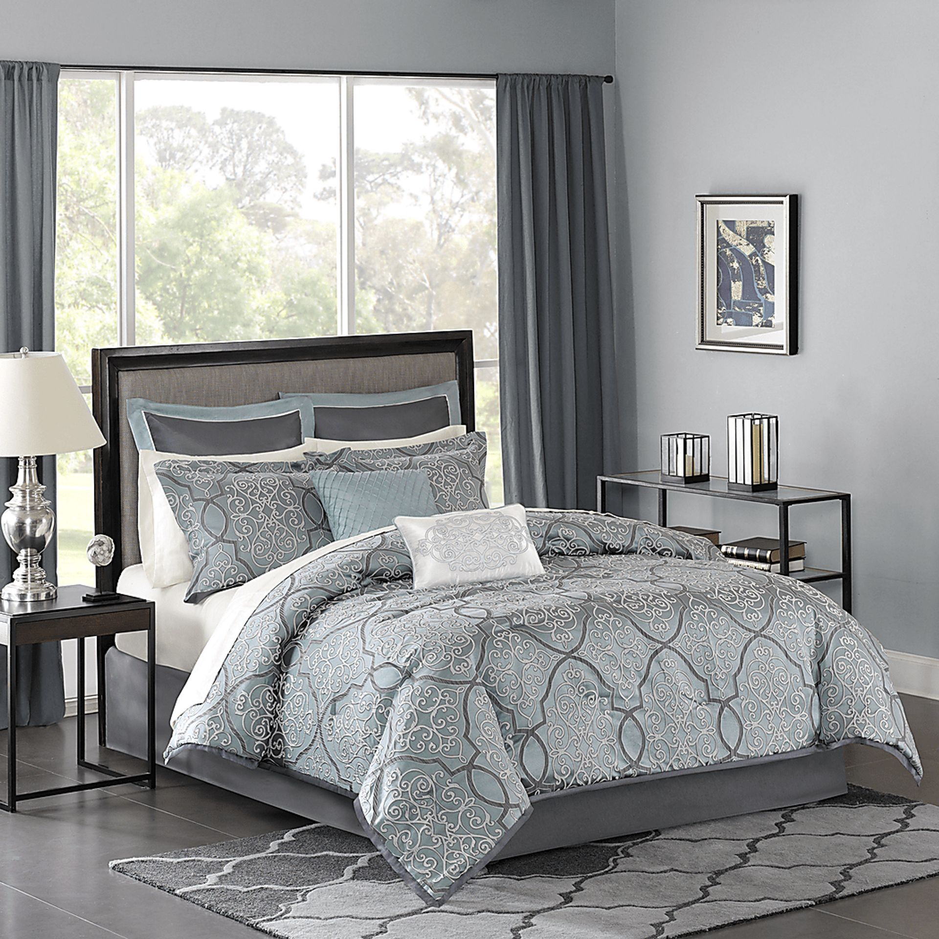Brerard Blue 12 Pc Queen Comforter Set - Image 2