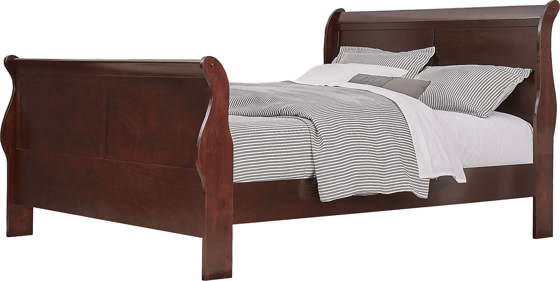 Brevard Brown Cherry 3 Pc Queen Sleigh Bed - Image 1