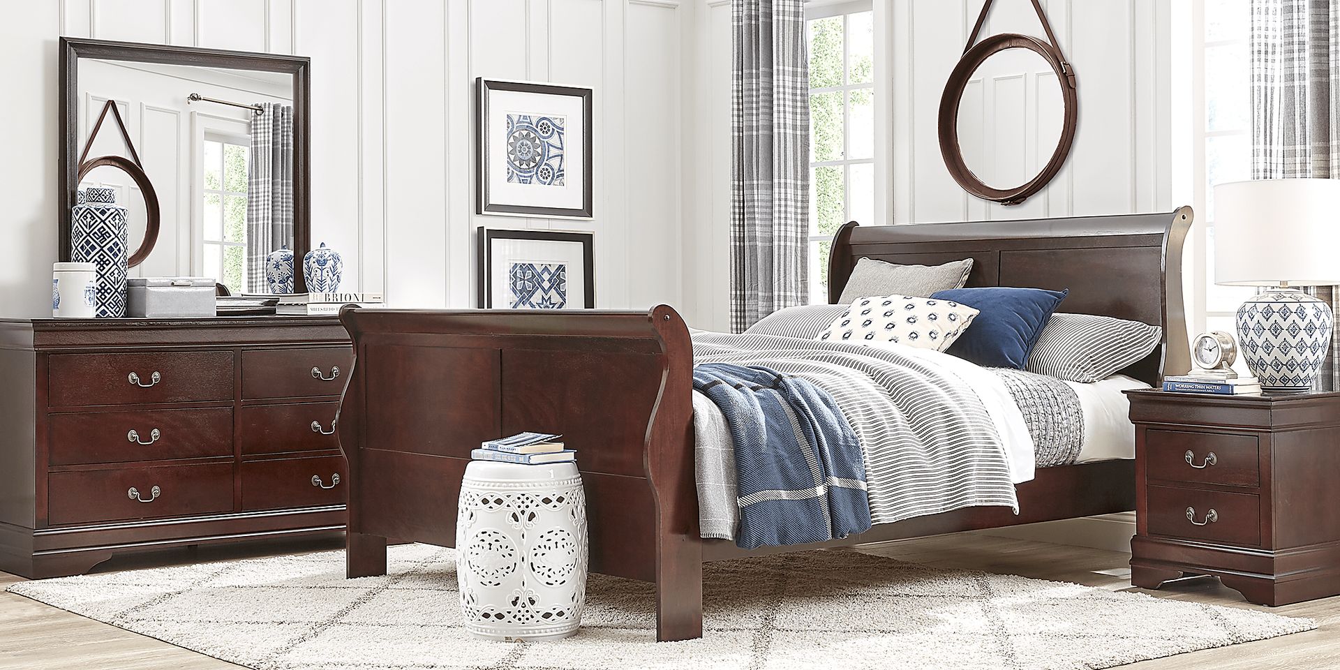 Brevard Brown Cherry 3 Pc Queen Sleigh Bed - Image 2