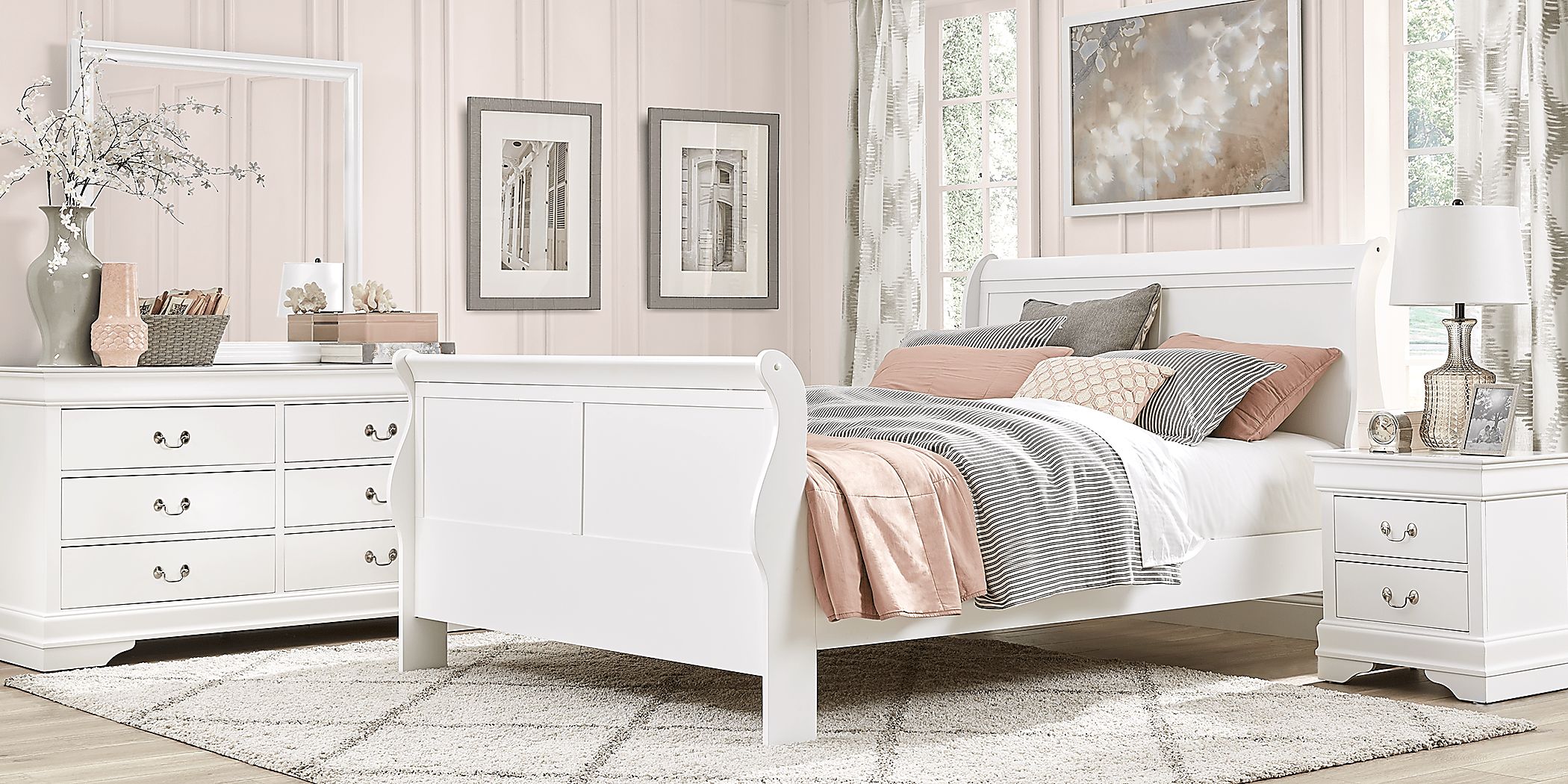 Brevard White 5 Pc King Sleigh Bedroom Rooms To Go