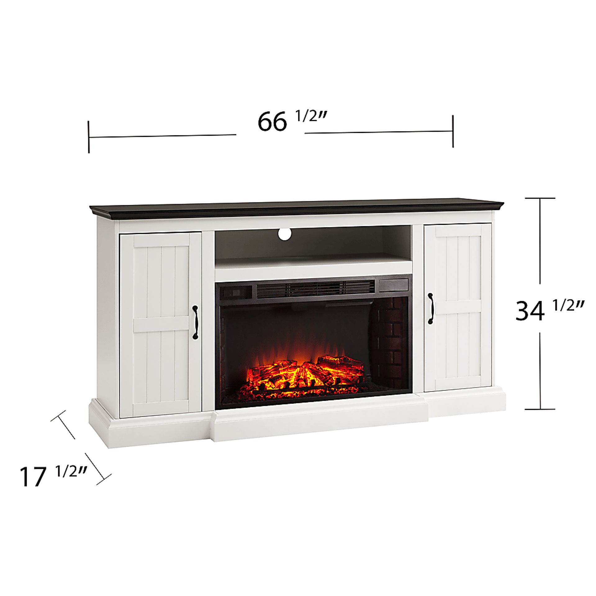 Breyfogle White 66 in. Console With Electric Log Fireplace - Image 11
