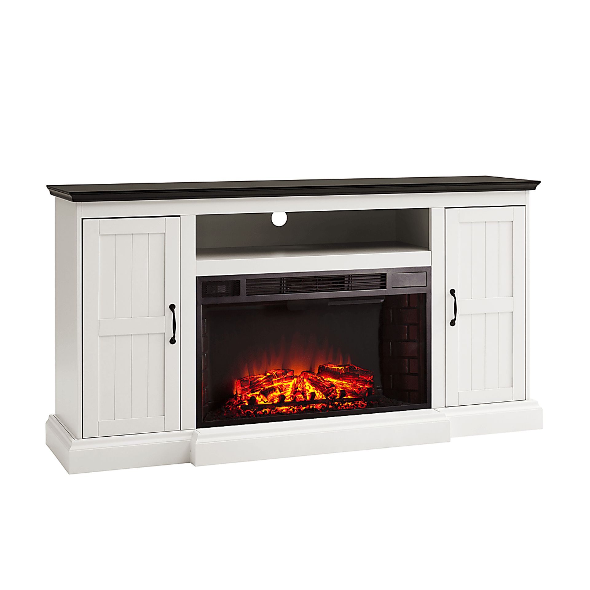 Breyfogle White 66 in. Console With Electric Log Fireplace - Image 3