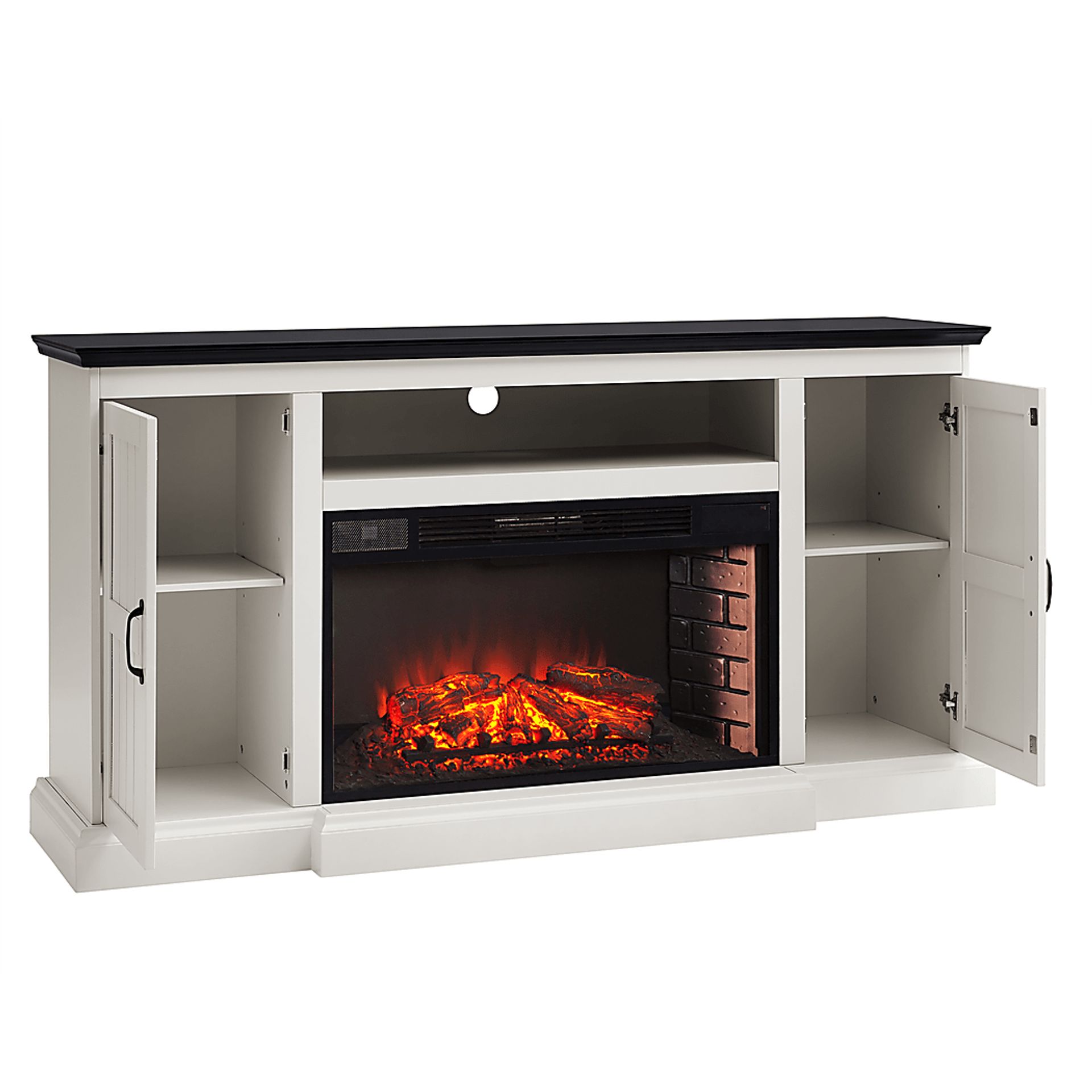 Breyfogle White 66 in. Console With Electric Log Fireplace - Image 9