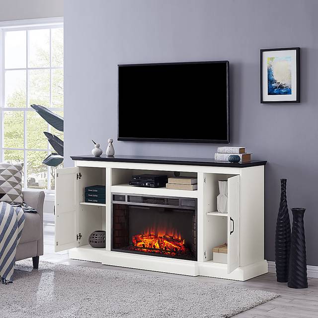 Breyfogle White 66 in. Console With Electric Log Fireplace - Thumbnail - Image 10