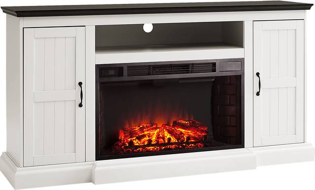 Breyfogle White 66 in. Console With Electric Log Fireplace - Thumbnail - Image 1