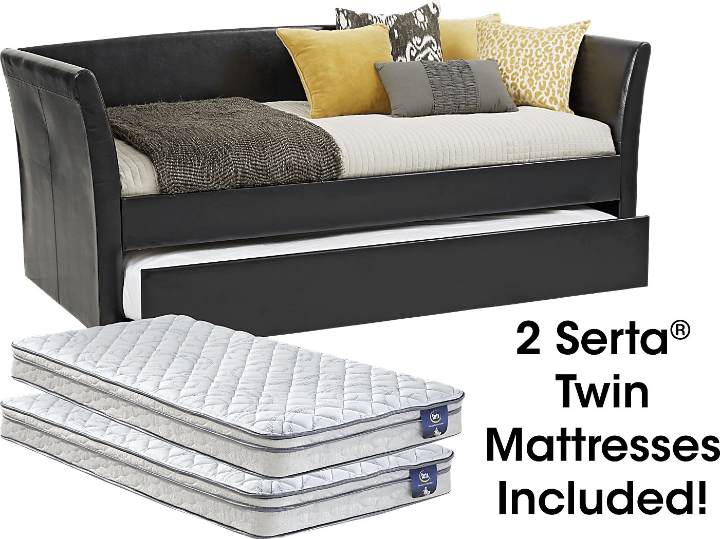 Brianne Black Daybed & Mattress Set | Rooms to Go