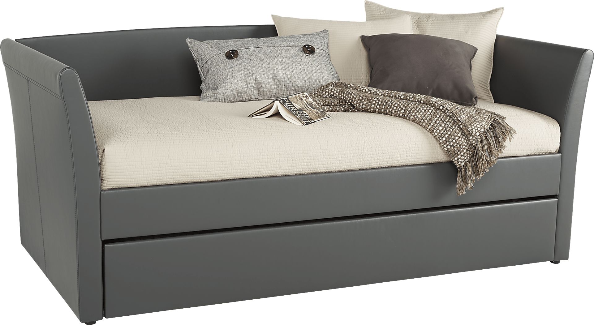 Brianne Gray Daybed with Trundle and 2 Mattresses - Image 1