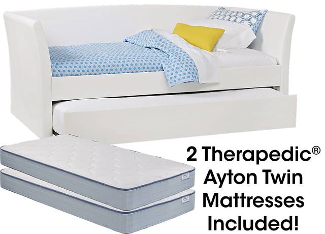 Brianne White Daybed with Trundle and 2 Mattresses - Thumbnail - Image 1