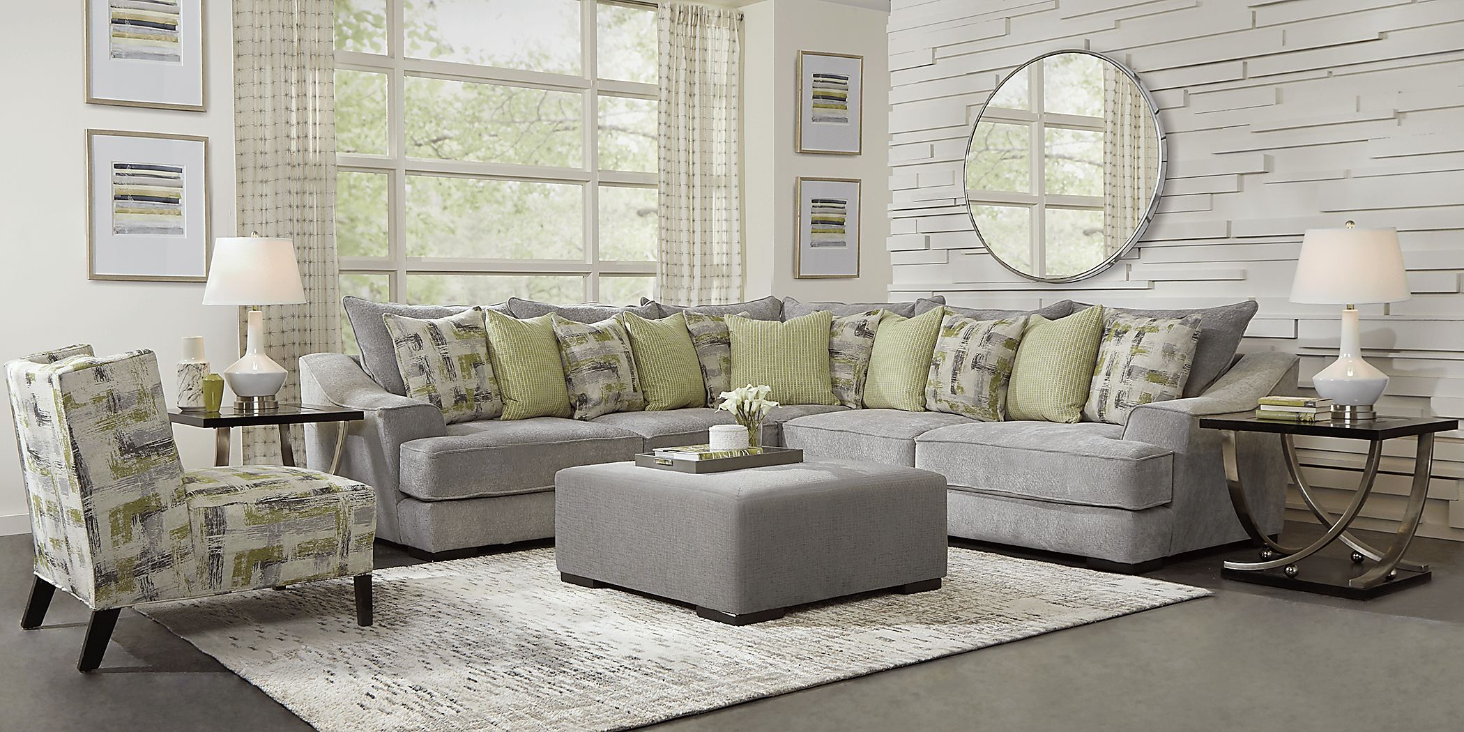 Briar Crossing 4 Pc Gray Chenille Fabric Living Room Set With 3 Pc